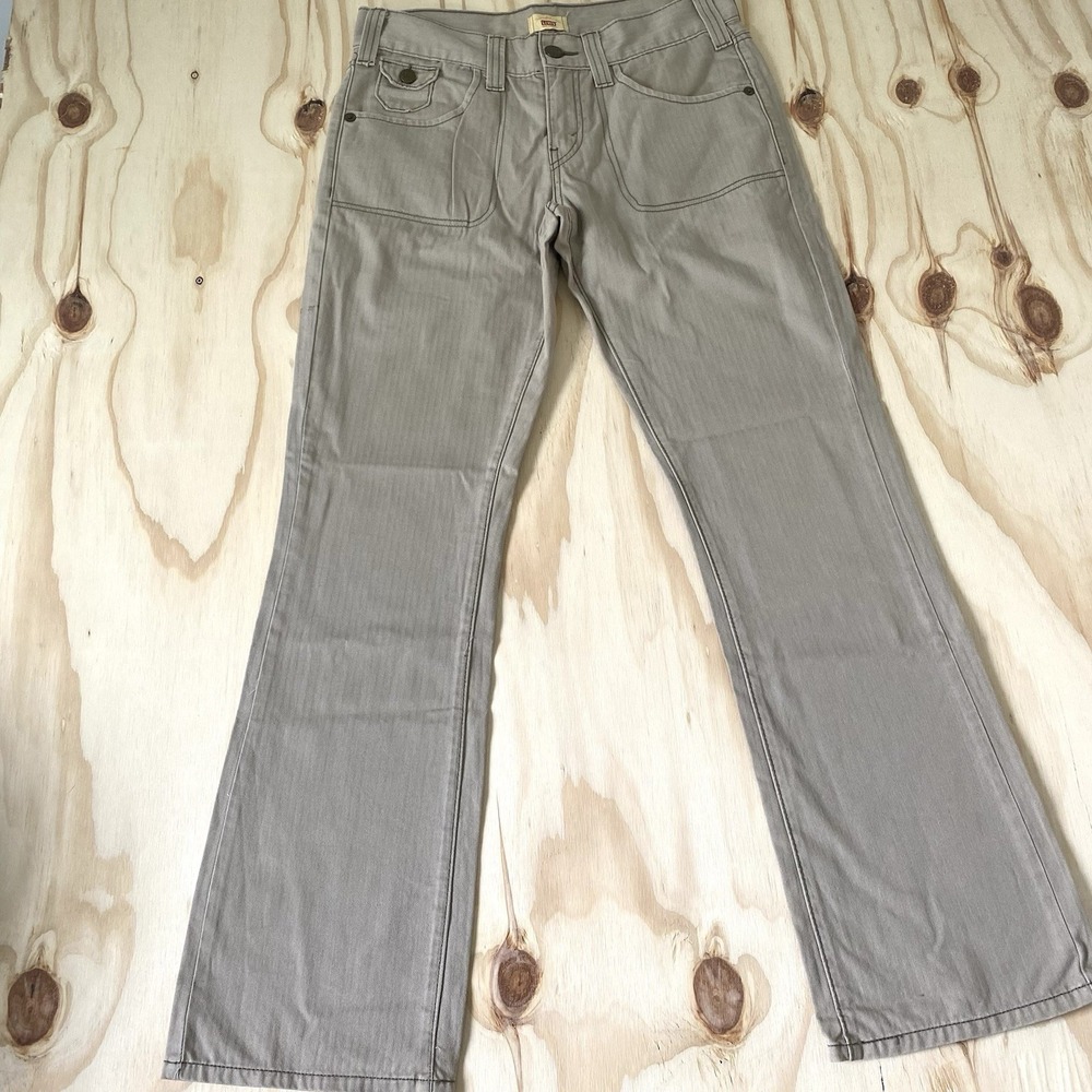 Levis Womens Tan Pants Size 8 M Herringbone Stripe Y2K Flared Slacks